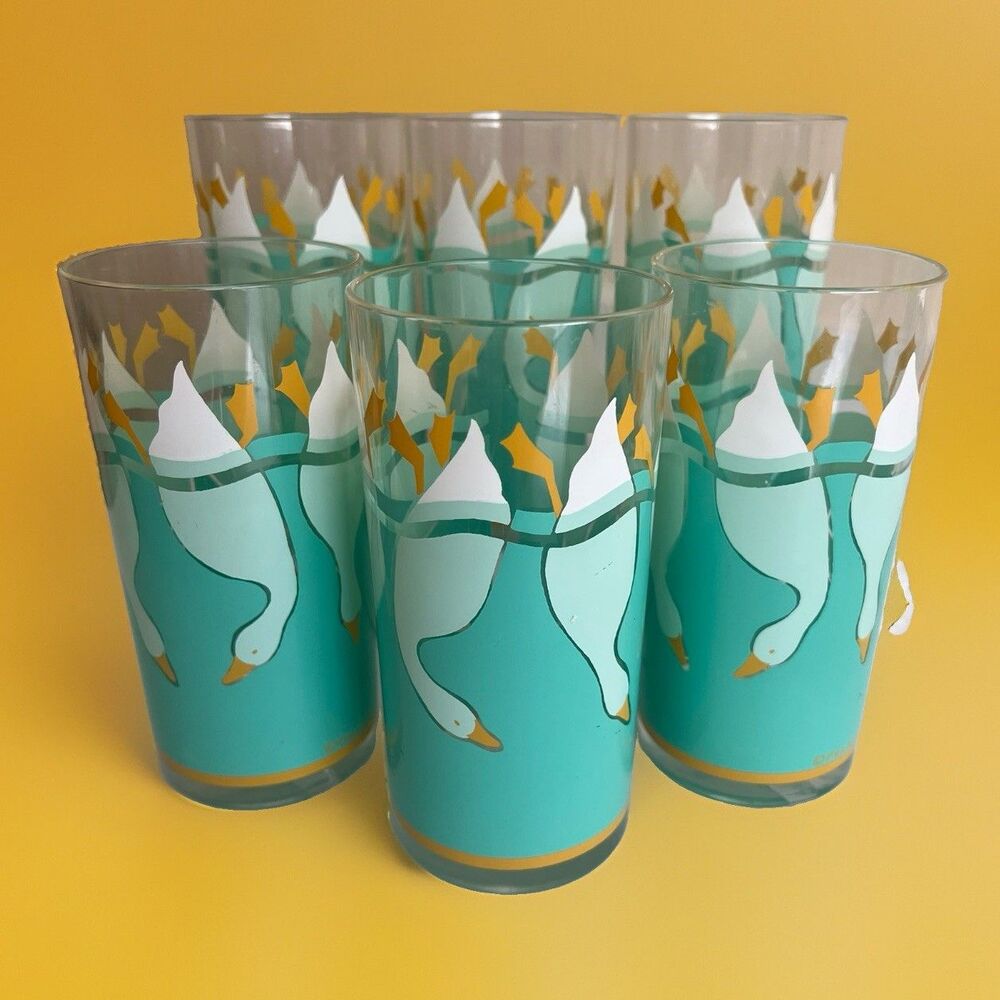 H.J. Stotter Vintage Diving Ducks Pelzman Tumbler Plastic Acrylic Cups Set of 6